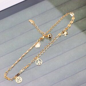 "Rose Gold Anklet with Charms in Gold-Plated Brass, XPAL1050